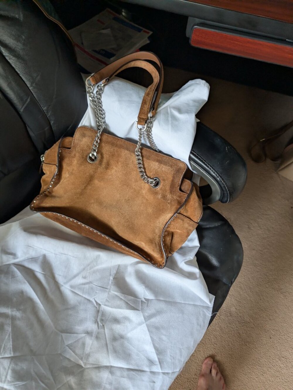 Authentic Michael Kors Brown/Tan Astor Genuine Suede Shoulder Bag - Picture 7 of 10